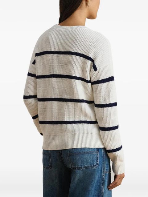 Lauren Ralph Lauren striped ribbed-knit sweater - White