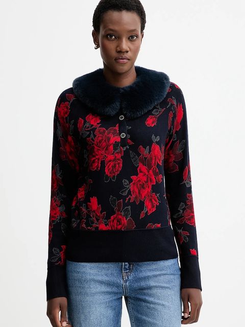 Blugirl Blumarine sweter dwustronny kolor granatowy RF5191.MA98O