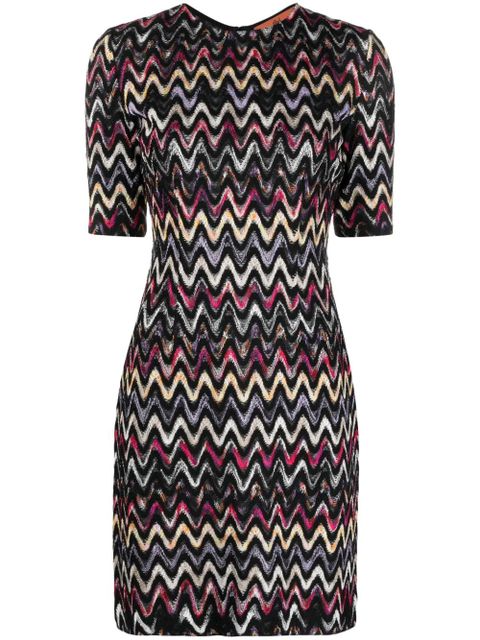 Missoni zigzag-embroidered wool-blend dress - Black - zdjęcie produktu nr 1