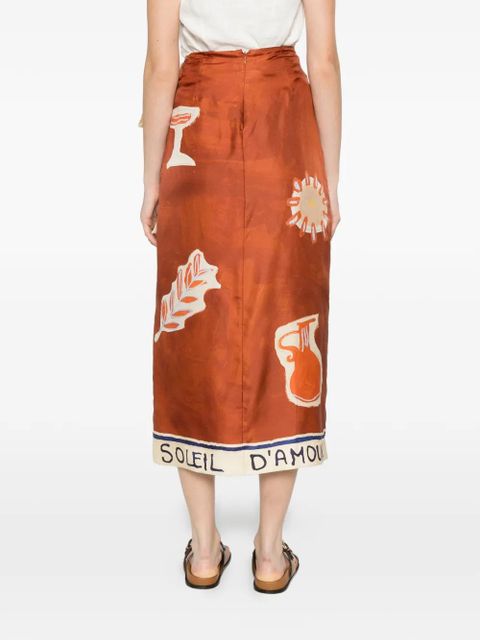 ALEMAIS printed midi skirt - Brown
