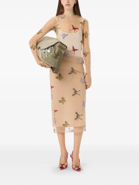 Blumarine butterfly-applique midi skirt - Neutrals - zdjęcie produktu nr 2