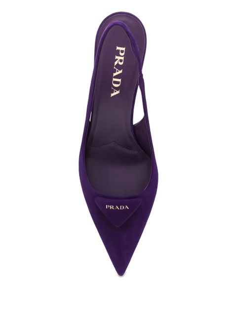 Prada 70mm triangle-logo slingback pumps - Purple - zdjęcie produktu nr 2