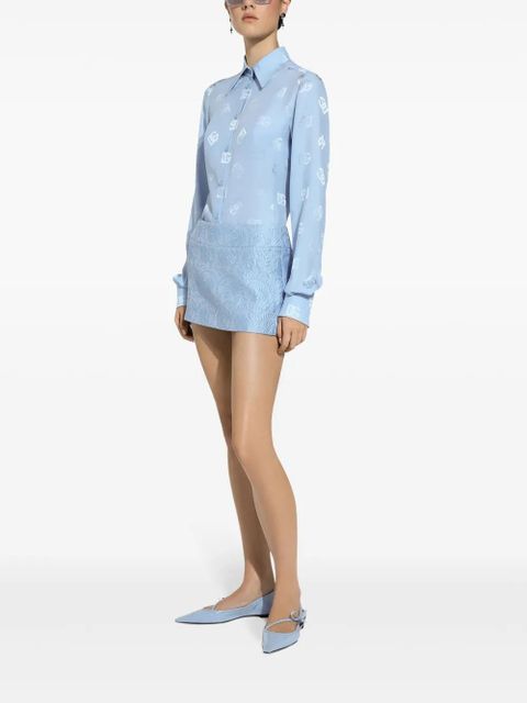 Dolce & Gabbana DNA monogram-jacquard silk shirt - Blue - zdjęcie produktu nr 2