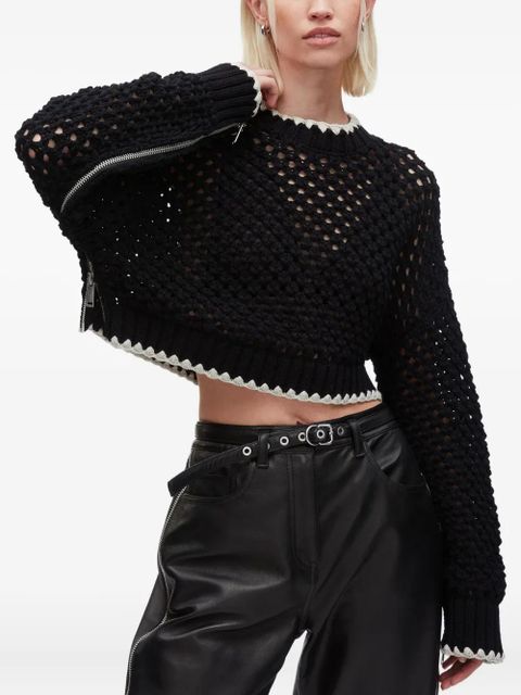 3.1 Phillip Lim crochet-detail zip-cuff sweater - Black