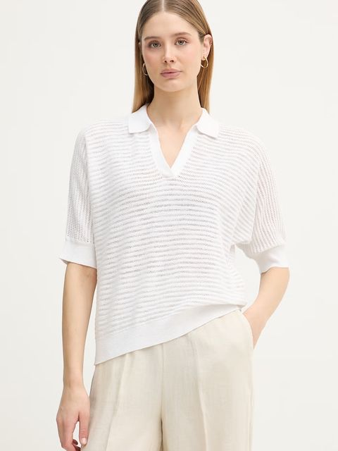 United Colors of Benetton polo damskie z lnem - zdjęcie produktu nr 2