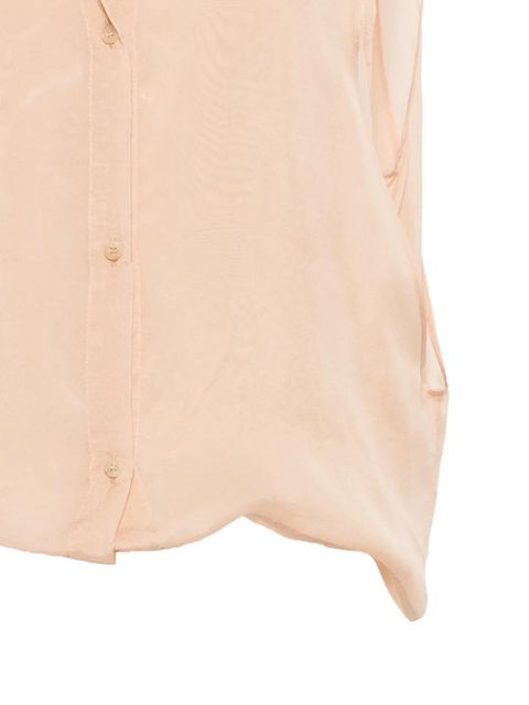 Alysi buttoned collarless top - Neutrals