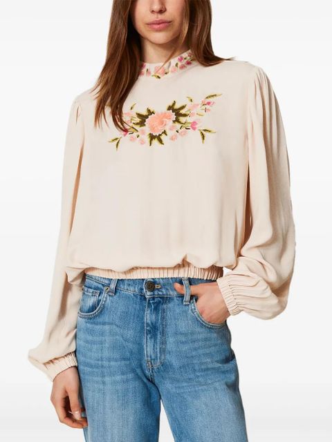 TWINSET floral-embroidered blouse - Neutrals - zdjęcie produktu nr 2