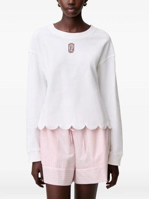 Claudie Pierlot scalloped-hem waffle-knit sweatshirt - White
