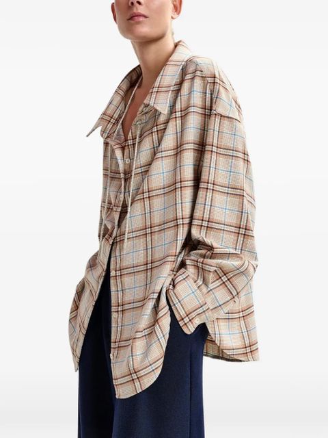 Essentiel Antwerp rhinestone-strap plaid shirt - Neutrals