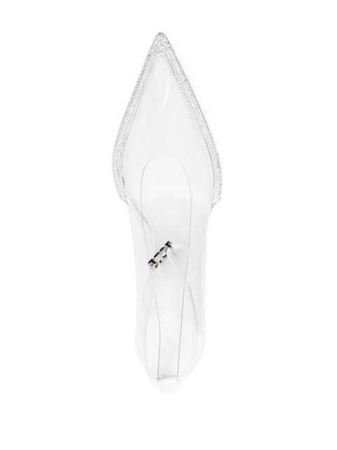 GCDS 125mm crystal-embellished leather pumps - White