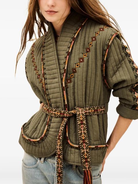 Ba&Sh Cocoon quilted embroidered jacket - Green