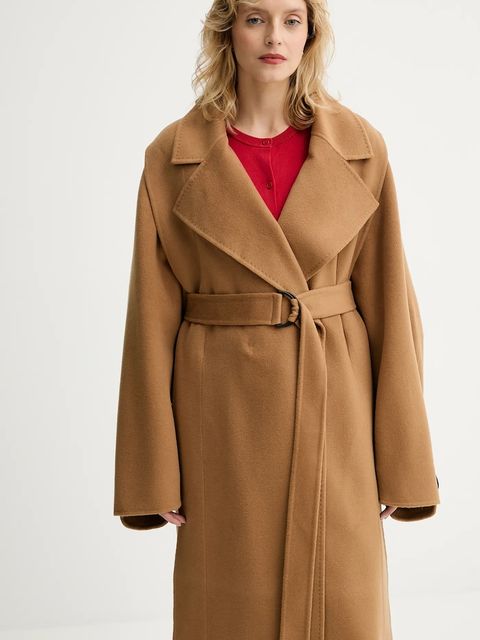 MMC STUDIO płaszcz wełniany kolor brązowy VESPERE.COAT