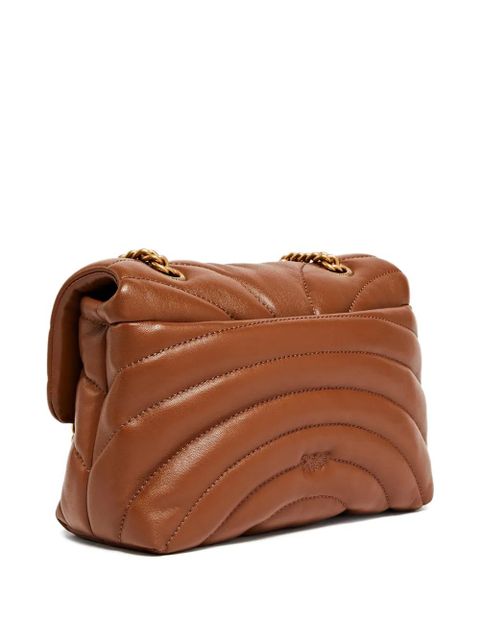 PINKO mini Love quilted bird cross body bag - Brown