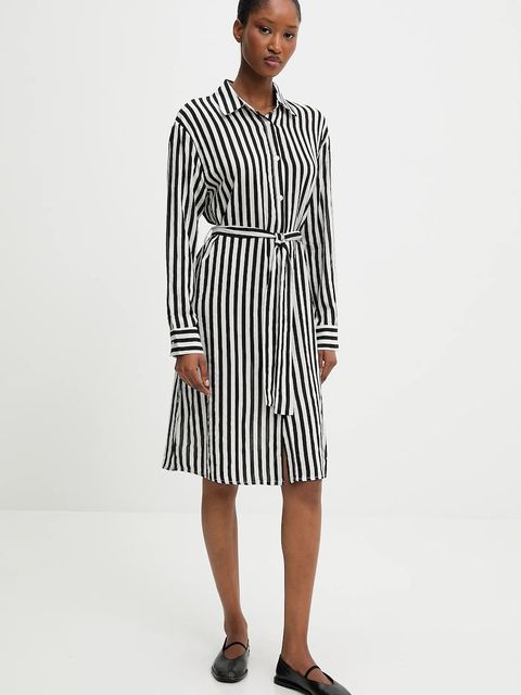 Answear.LAB sukienka z domieszką jedwabiu kolor czarny mini prosta