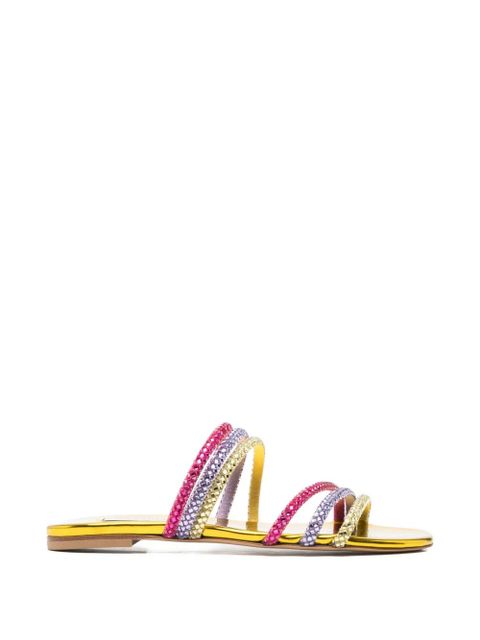 Casadei crystal-embellished metallic-finish sandals - Gold - zdjęcie produktu nr 1