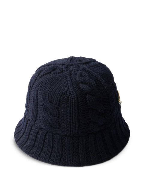 Prada cable-knit enamel-triangle logo bucket hat - Blue - zdjęcie produktu nr 2