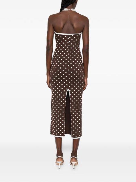 Rowen Rose polka dot strapless midi dress - Brown