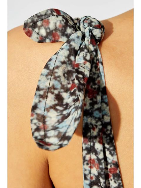 GANNI printed ruffled mini dress - Neutrals