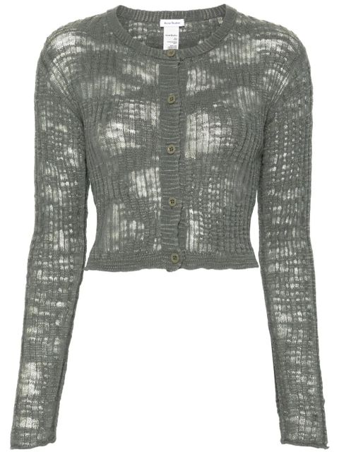 Acne Studios ribbed semi-sheer cardigan - Green - zdjęcie produktu nr 1