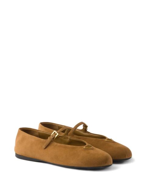Prada buckle strap suede ballerinas - Brown - zdjęcie produktu nr 2