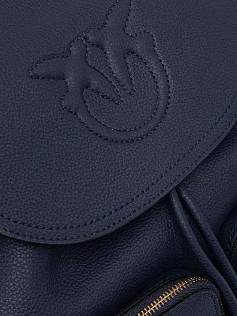 Pinko plecak skórzany damski kolor granatowy mały z aplikacją 104351 A29Q