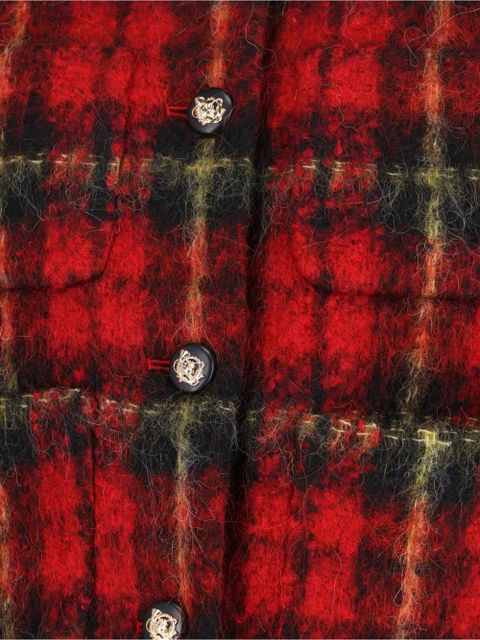 Lauren Ralph Lauren plaid-pattern button tweed jacket - Red