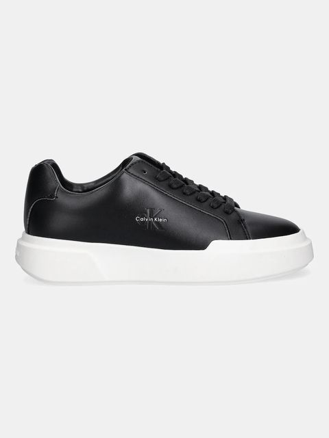 Calvin Klein sneakersy skórzane CHUNKY CUPSOLE LACEUP LTH damskie kolor czarny YW0YW01947