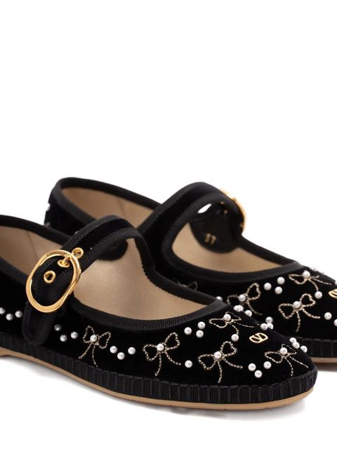 Valentino Garavani VLogo bow-embellished ballet flats - Black