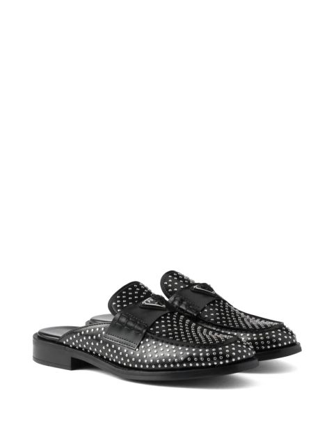 Prada stud-embellished leather mules - Black