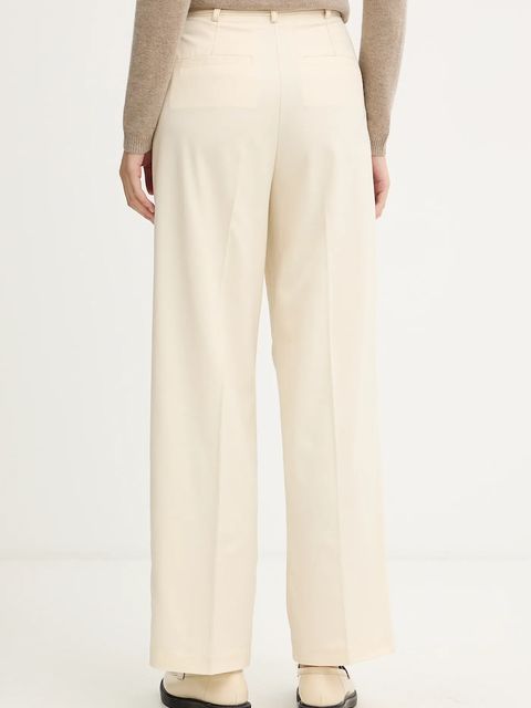 United Colors of Benetton spodnie damskie kolor beżowy proste high waist 4YVXDF09R