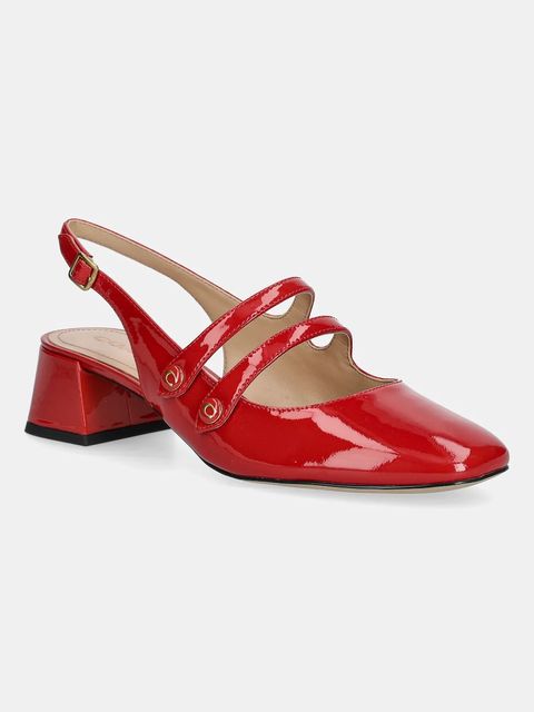 Coach czółenka skórzane Winley Slingback Mary Jane kolor czerwony na słupku z odkrytą piętą CAS42 - zdjęcie produktu nr 1