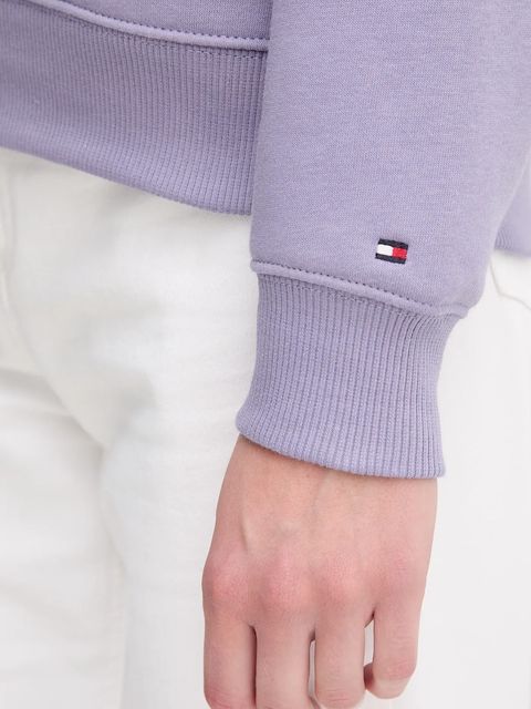 Tommy Hilfiger bluza damska kolor fioletowy z kapturem z aplikacją WW0WW43598