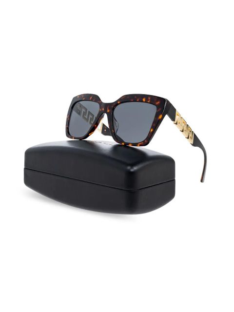 Versace Eyewear tortoiseshell-effect geometric-frame sunglasses - Brown