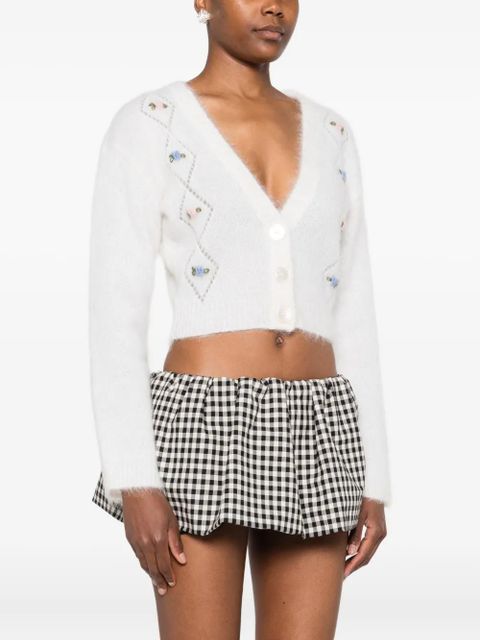 Alessandra Rich floral-embroidered cardigan - Neutrals