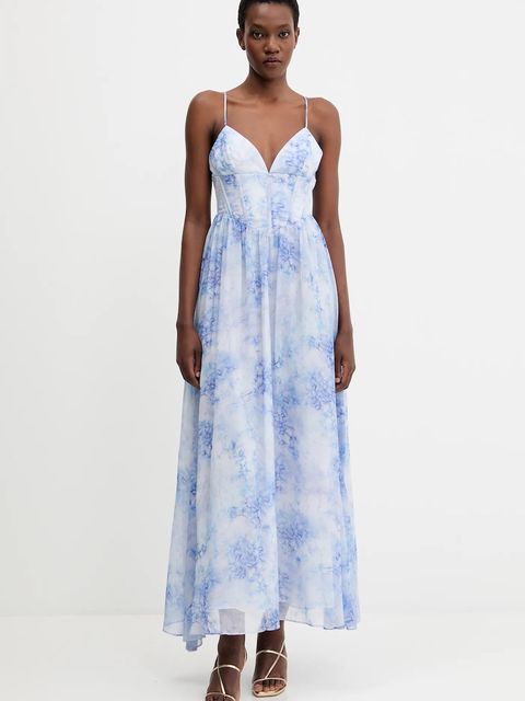 Bardot sukienka kolor niebieski maxi rozkloszowana 60023DB - zdjęcie produktu nr 1