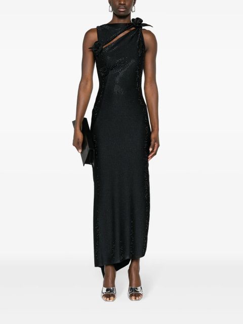 Coperni floral-appliqués rhinestone-embellished dress - Black - zdjęcie produktu nr 2