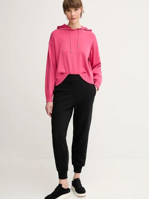 United Colors of Benetton spodnie dresowe bawełniane damskie kolor czarny gładkie 3UNIDF01A - zdjęcie produktu nr 2