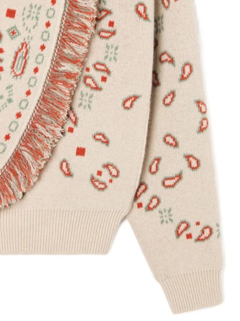 Alanui bandana jacquard fringed cardigan - Neutrals