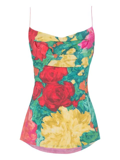 Balmain rose-print tank top - Green - zdjęcie produktu nr 1