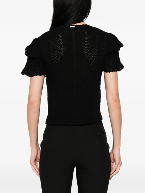 TWINSET ruffled-trim T-shirt - Black