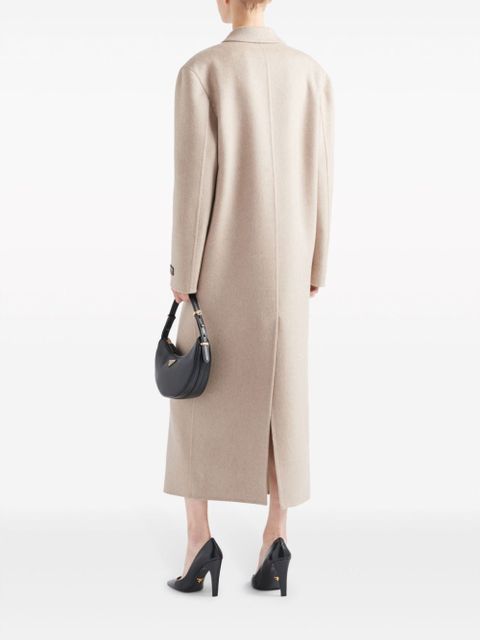 Prada double-breasted velour cashmere coat - Neutrals