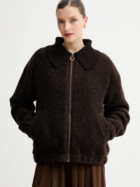 Sessun kurtka z dodatkiem wełny kolor brązowy przejściowa 25112012