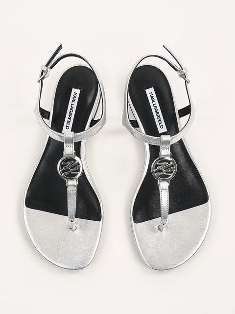 Karl Lagerfeld sandały skórzane ALISSO damskie kolor srebrny KL82515