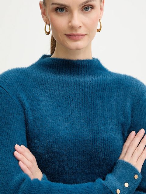 Morgan sweter MORIK.N damski kolor niebieski z półgolfem MORIK.N