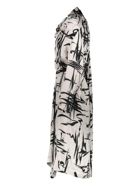 Balenciaga graphic print asymmetric dress - White