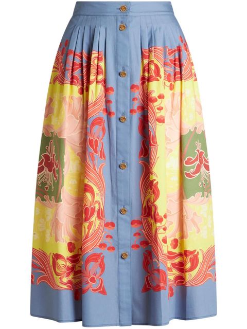 ETRO pleated button-down midi skirt - Blue - zdjęcie produktu nr 1
