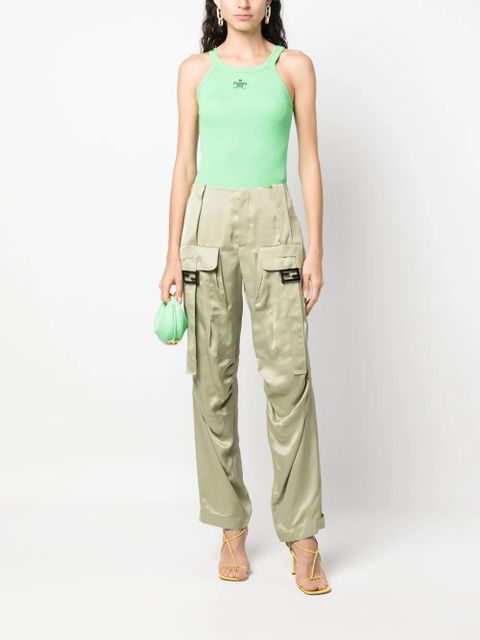 FENDI satin-finish cargo trousers - Green