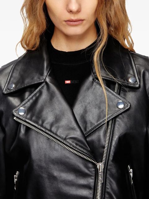 Diesel zip-up leather jacket - Black