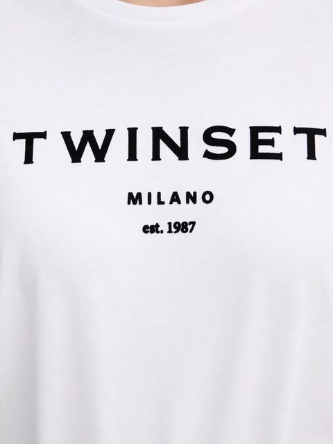 Twinset t-shirt bawełniany damski kolor biały 252TP2050
