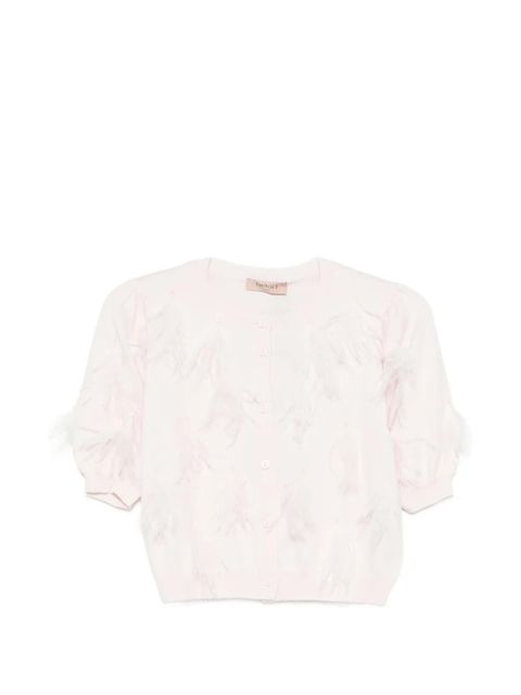 TWINSET feather trim cardigan - Pink - zdjęcie produktu nr 1